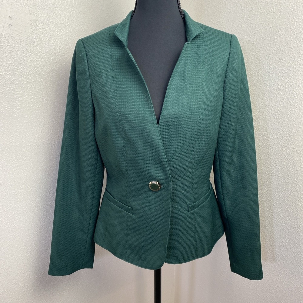 John Meyer Collection Blazer‎ Women's 8 Forest Green One Button Lined Old Money